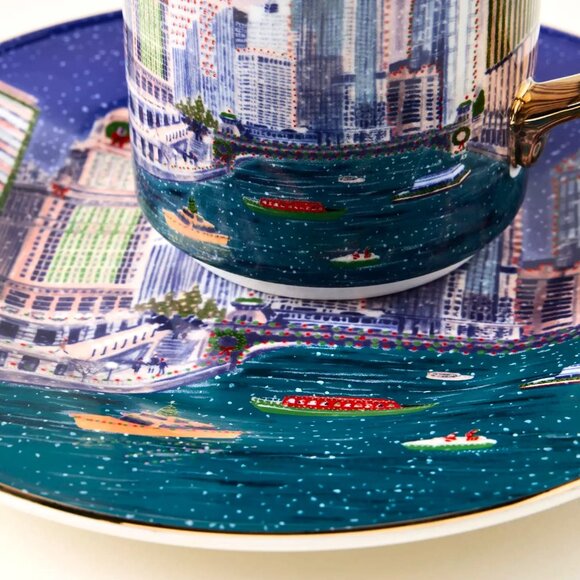 Anthropologie Holiday In The City Dessert Plate CHICAGO 2025 Stoneware New - Picture 8 of 10